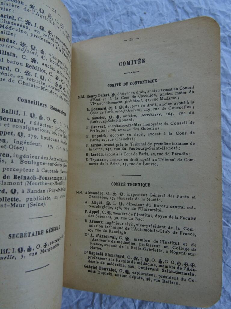 French Touring Club Directory 1914