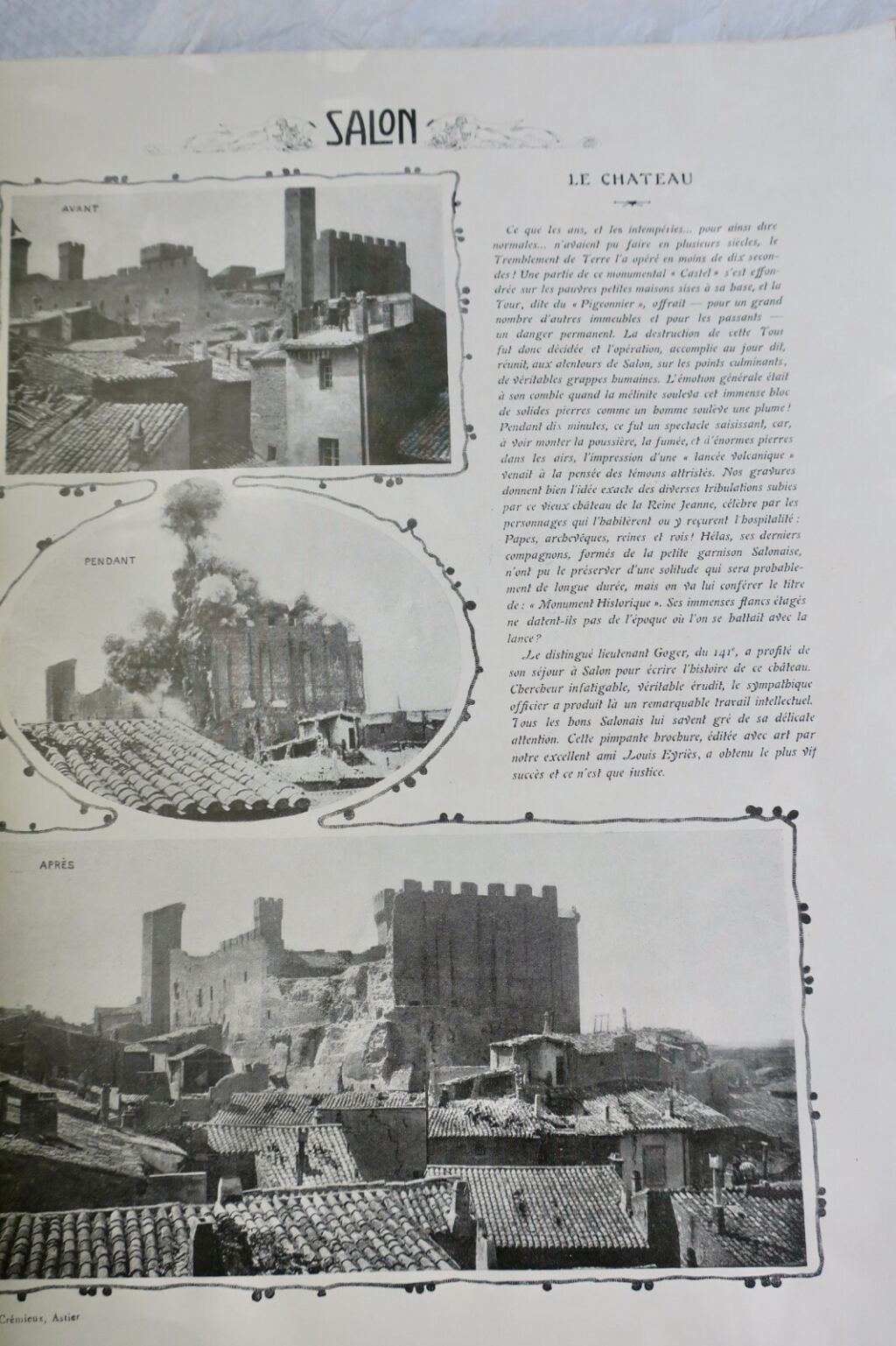 Souveniralbum des Erdbebens in der Provence