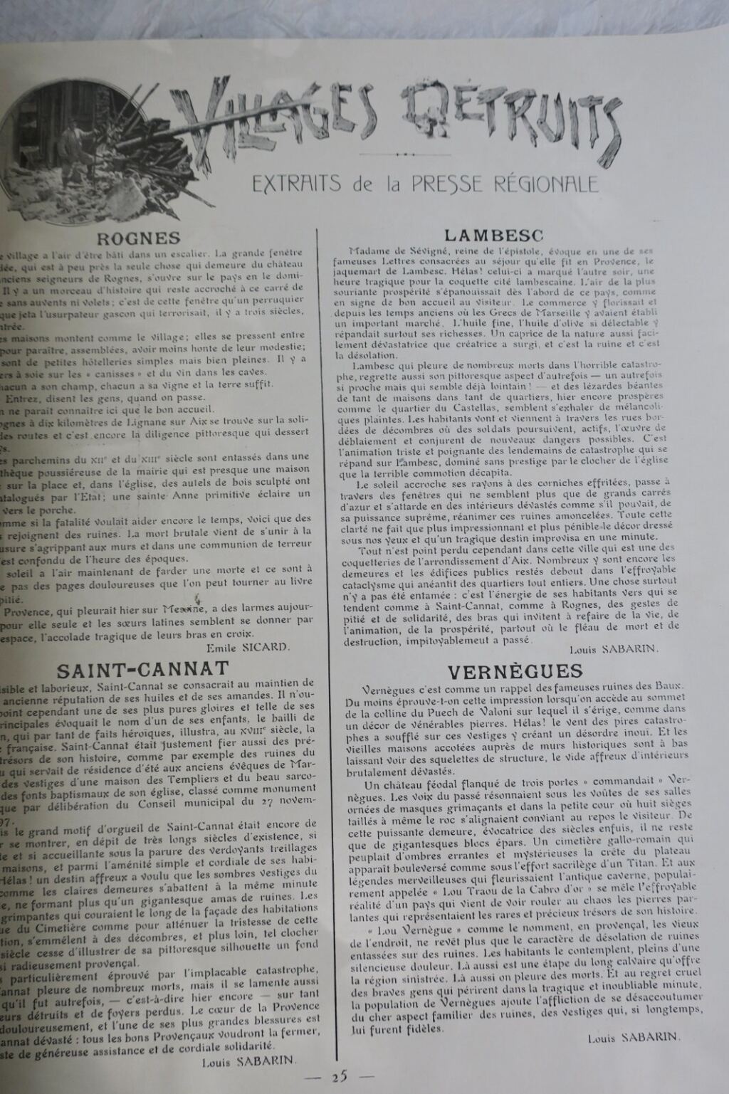 Souveniralbum des Erdbebens in der Provence