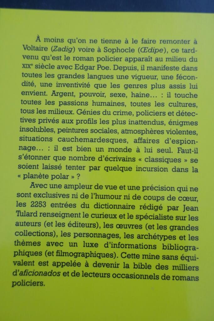Tulard Jean Dictionnaire du roman policier 1841-2005