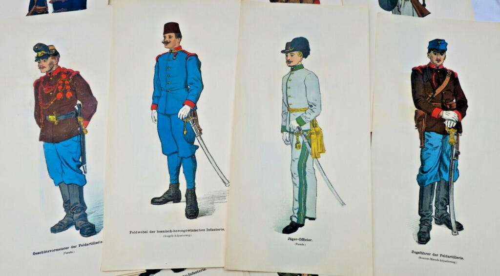 Austro-Hungarian Military Uniforms, 29 Lithographs