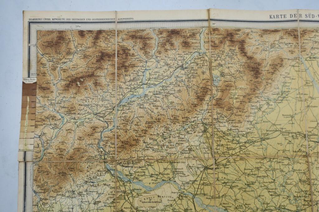 Venedig Karte der Süd Venetianischen Alpen und Karst 75 x 51 cm 1/250000