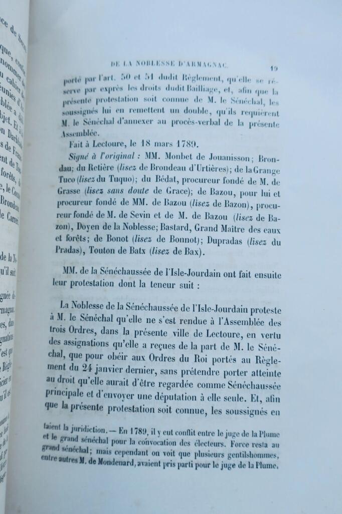 Adel der Armagnac 1789: Protokolle und Beschwerden