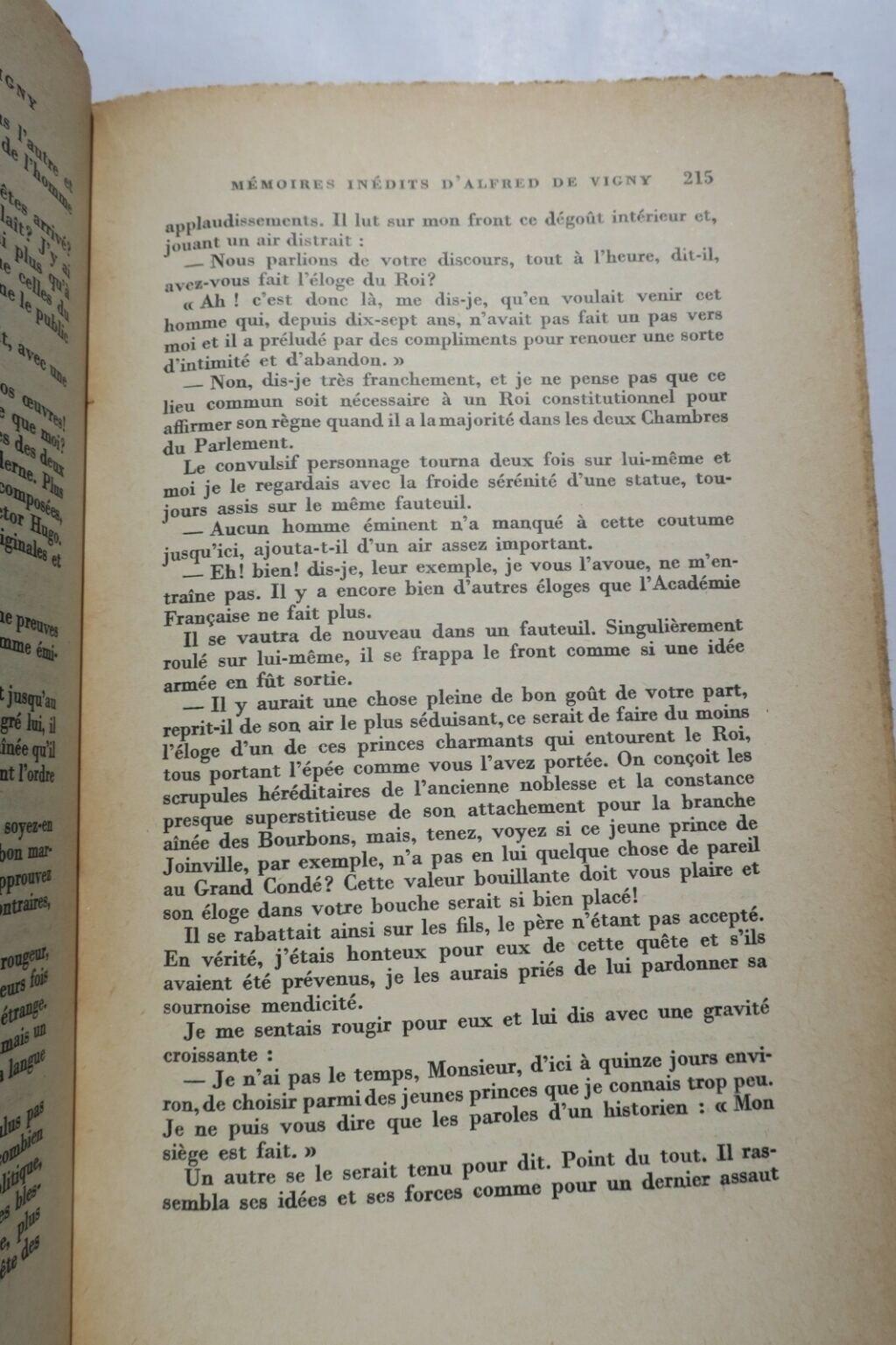 VIGNY ALFRED MEMOIRES INEDITS FRAGMENTS ET PROJETS NRF