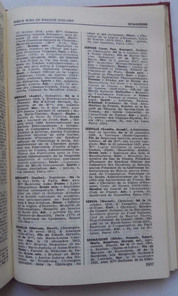French biographical directory 1959-1960