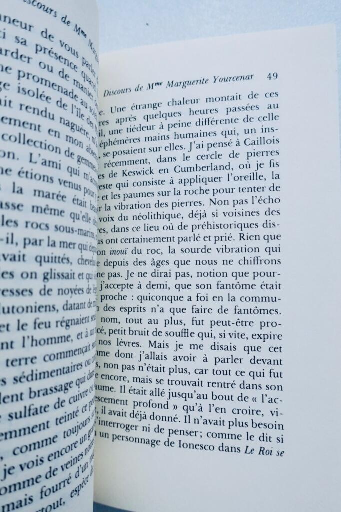 Yourcenar Discours de réception de Madame Marguerite Yourcenar /Ormesson