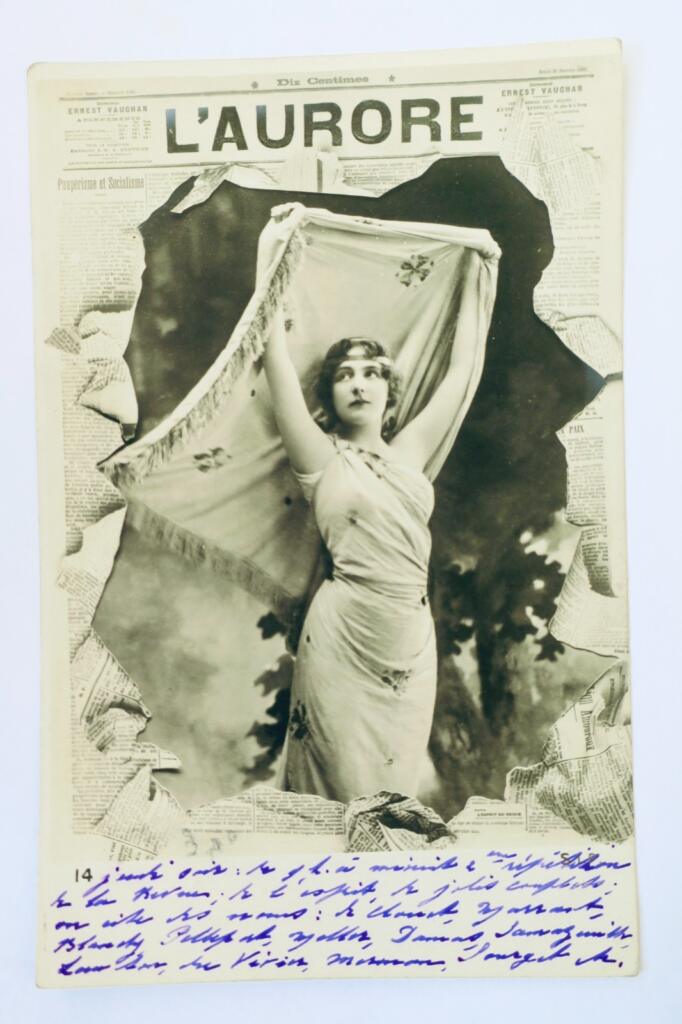 破损明信片 L'Aurore 1902 法国幻想