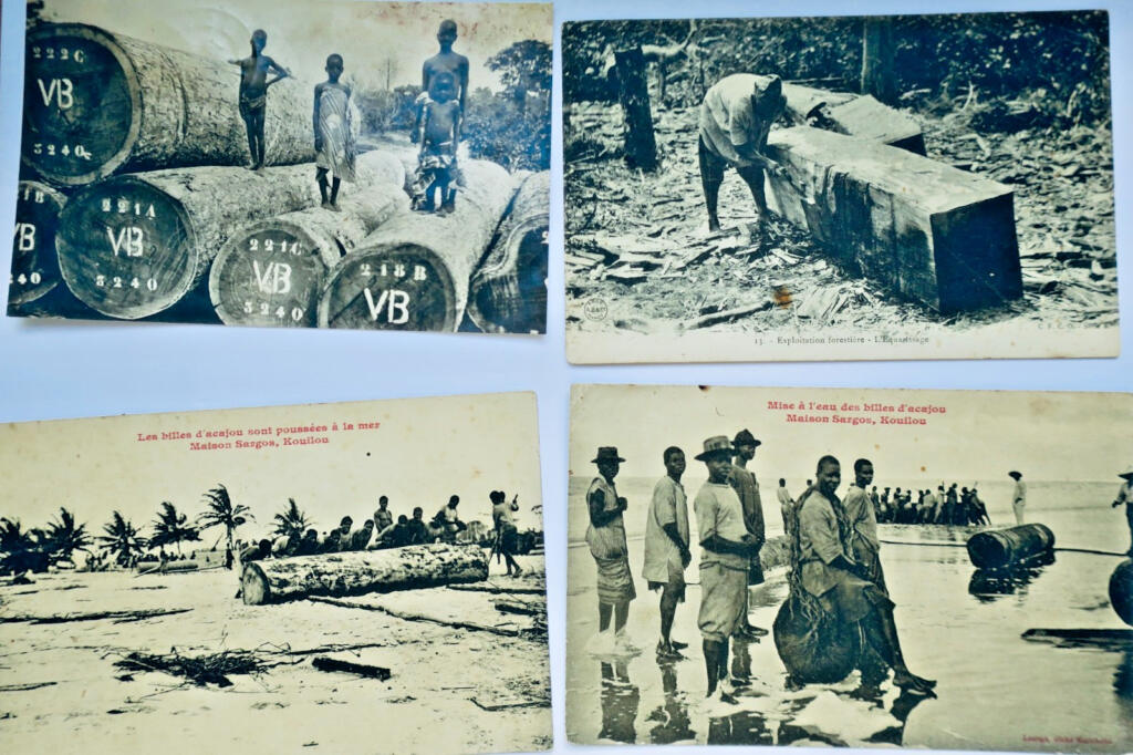 Afrique bois ACAJOU, maison Sargos, equarissage..4 CPA