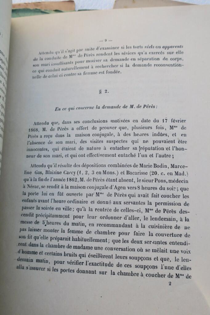 Agen Lesueur de Pérès 1869 affaire cour impériale