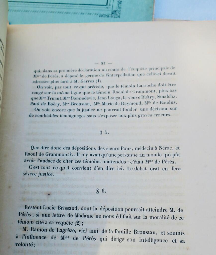 Agen Lesueur de Pérès 1869 affaire cour impériale