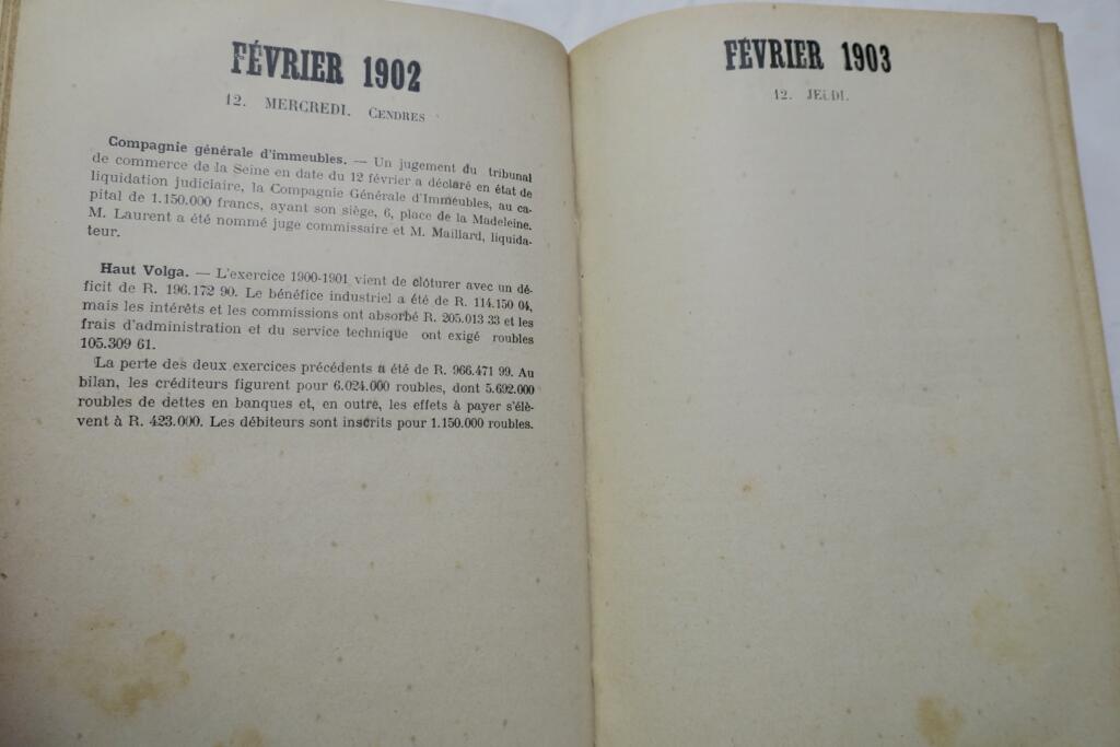 agenda des banquiers et des capitalistes 1903