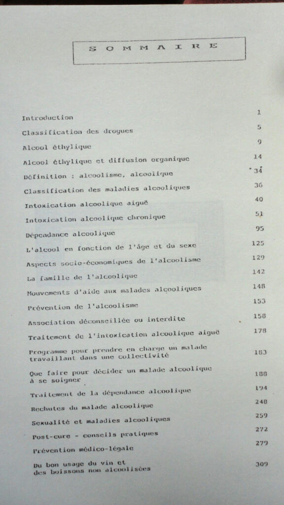 alcool abrégé d’alcoologie 1989-1990