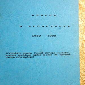 alcool abrégé d'alcoologie 1989-1990