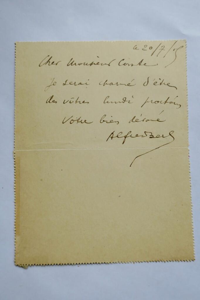 Handschriftlicher gewidmeter Brief an Alfred Berl