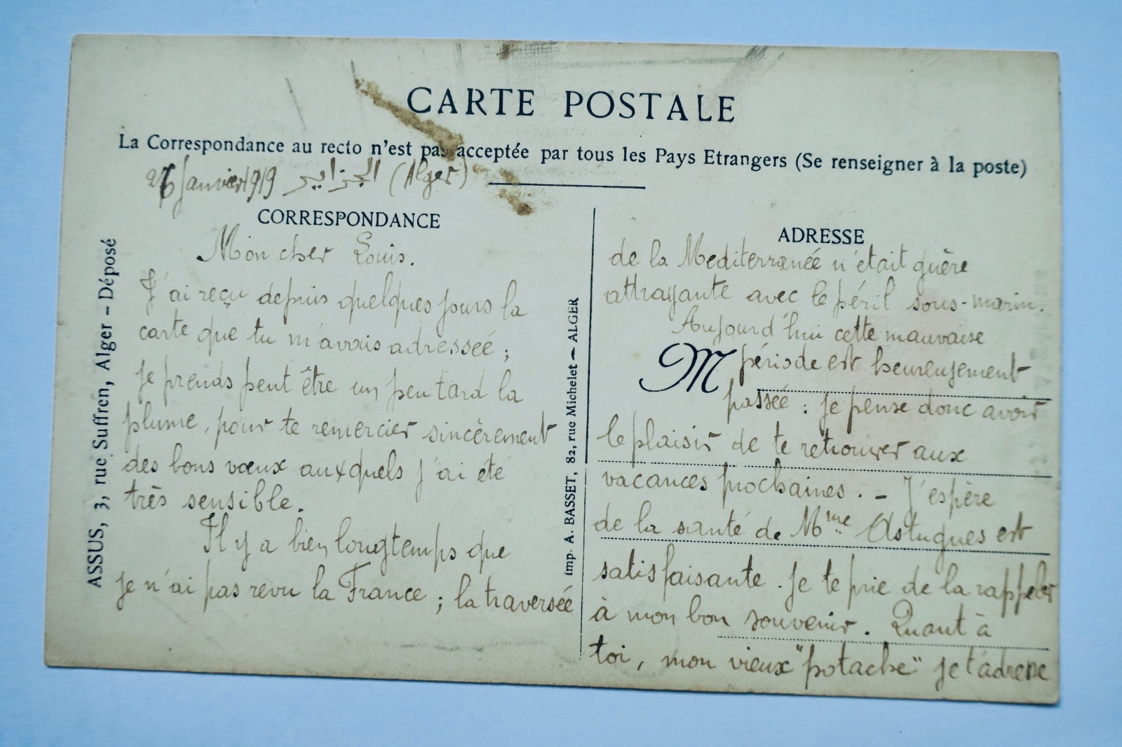 ALGERIENS – Le Porteur d’ eau ASSUS - La Librairie Antique