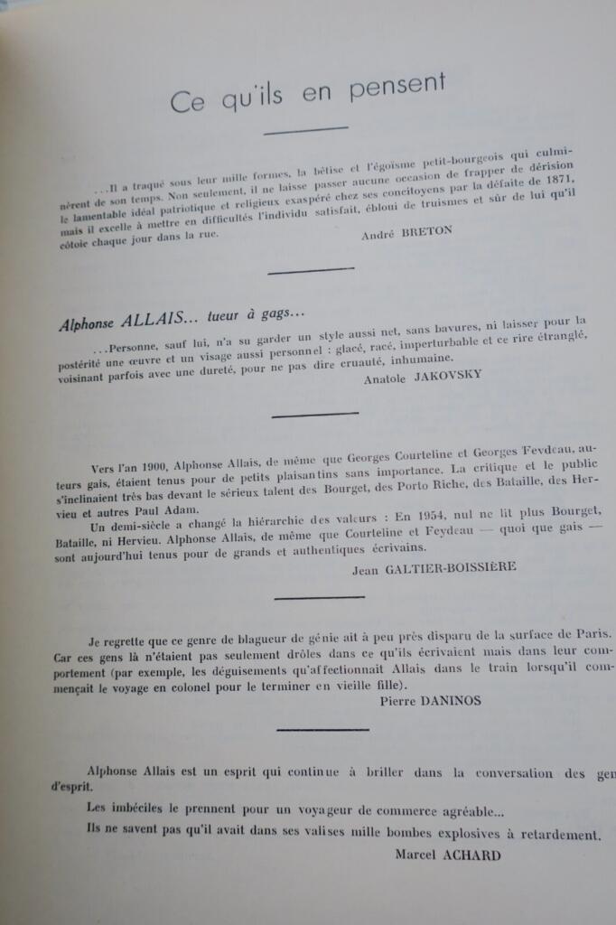 Centenary Tribute to French Literary Humorists