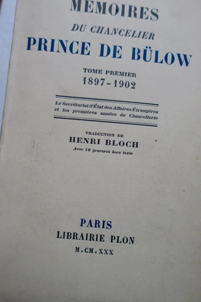 ALLEMAGNE Bülow Mémoires du chancelier prince de Bülow