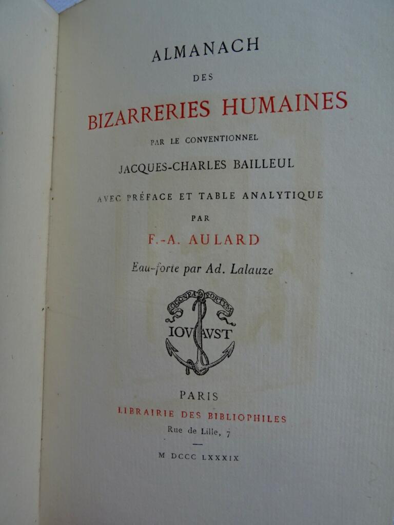 ALMANACH DES BIZARRERIES HUMAINES 1889