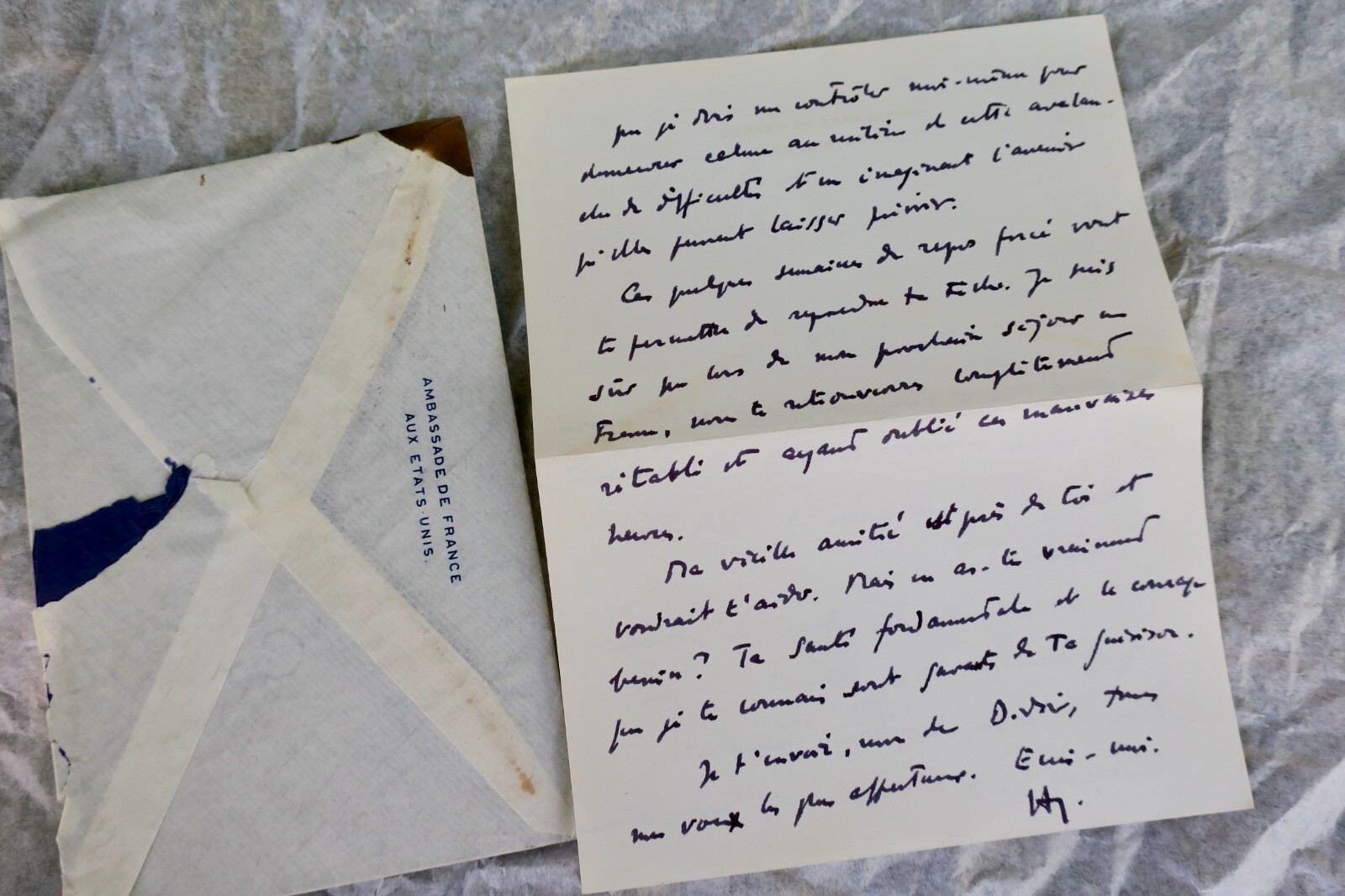 Ambassade des états-unis 1959 Lettre autographe - La Librairie Antique