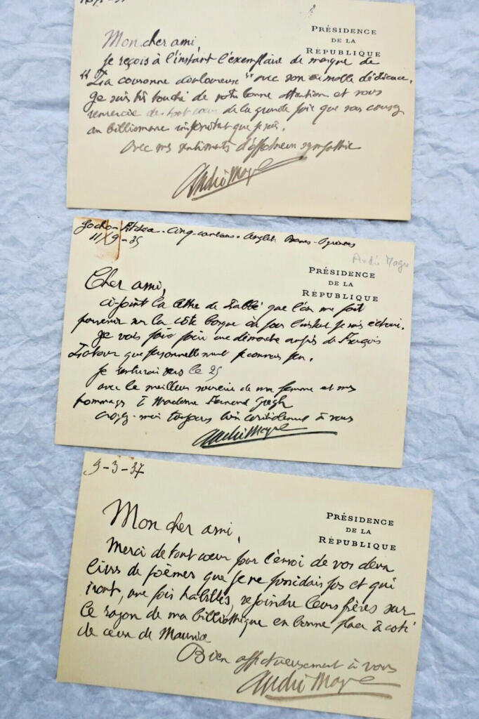 Manuskripte und Brief von Georges Lecomte