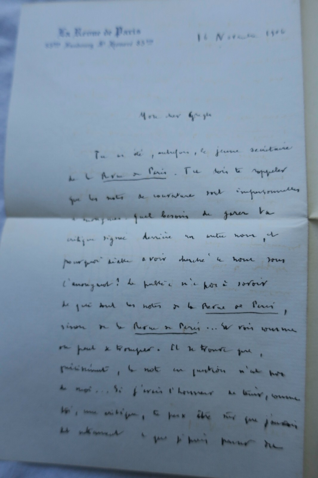 著名なフランスの詩人の手紙<span class="lla-card-orig-wrap"><span class="lla-card-orig">❦ André Rivoire lettre à Fernand Gregh 1906</span></span> - La Librairie Antique