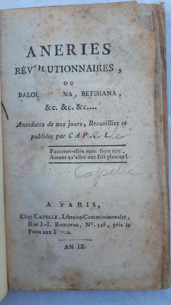 Revolutionary Absurdities: Period Anecdotes