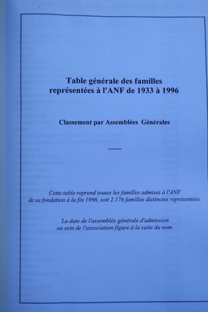 ANF代表家族包括一覧表1933-1996年