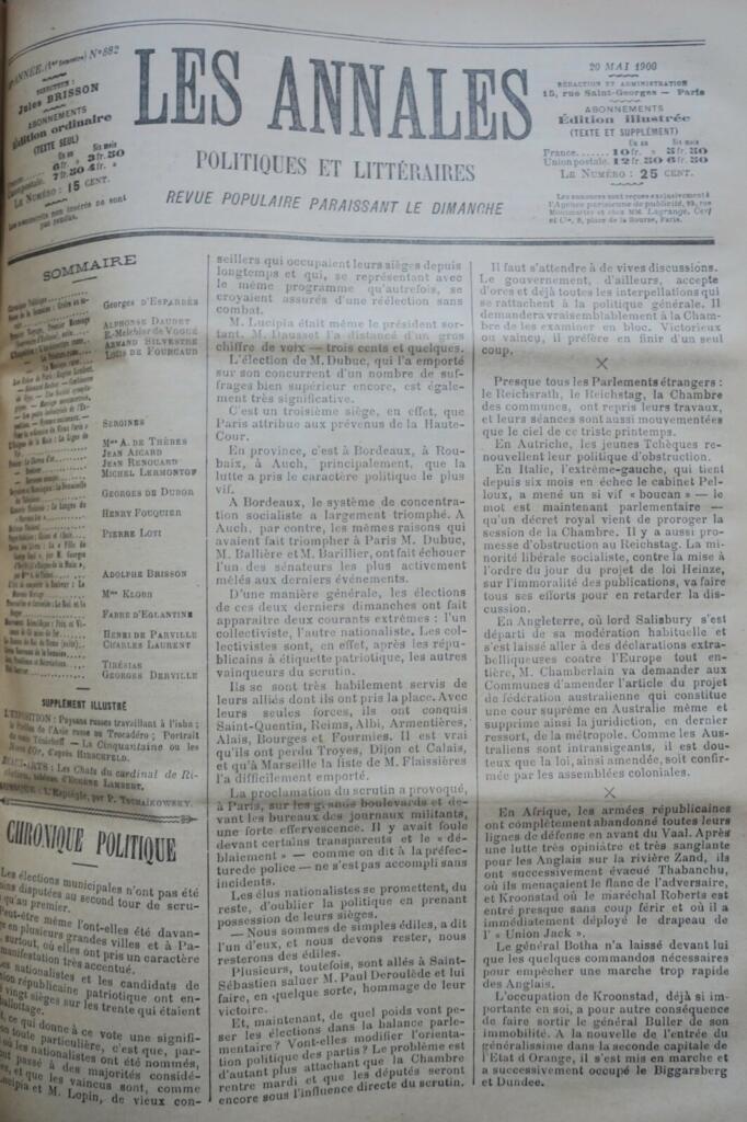 Politische und literarische Annalen, erstes Halbjahr 1900