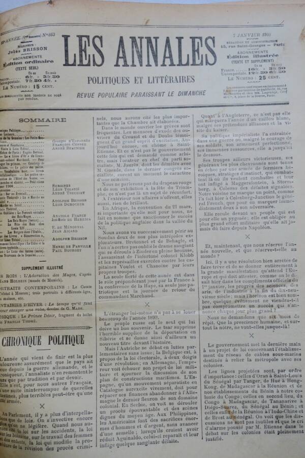 Politische und literarische Annalen, erstes Halbjahr 1900
