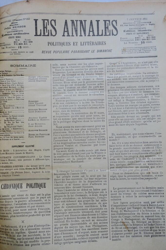Politische und literarische Annalen, erstes Halbjahr 1900