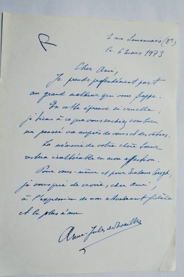 Anne-Jules de Noailles belle lettre autographe manuscrite