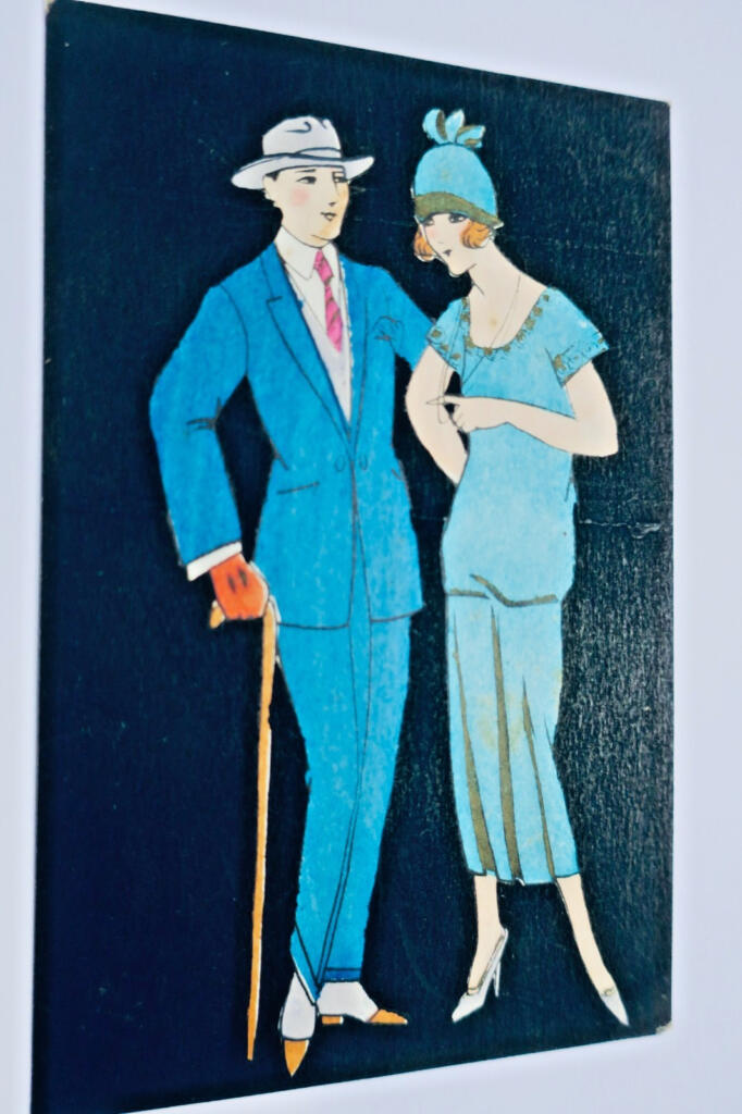 Beautiful stencil card from the Roaring Twenties