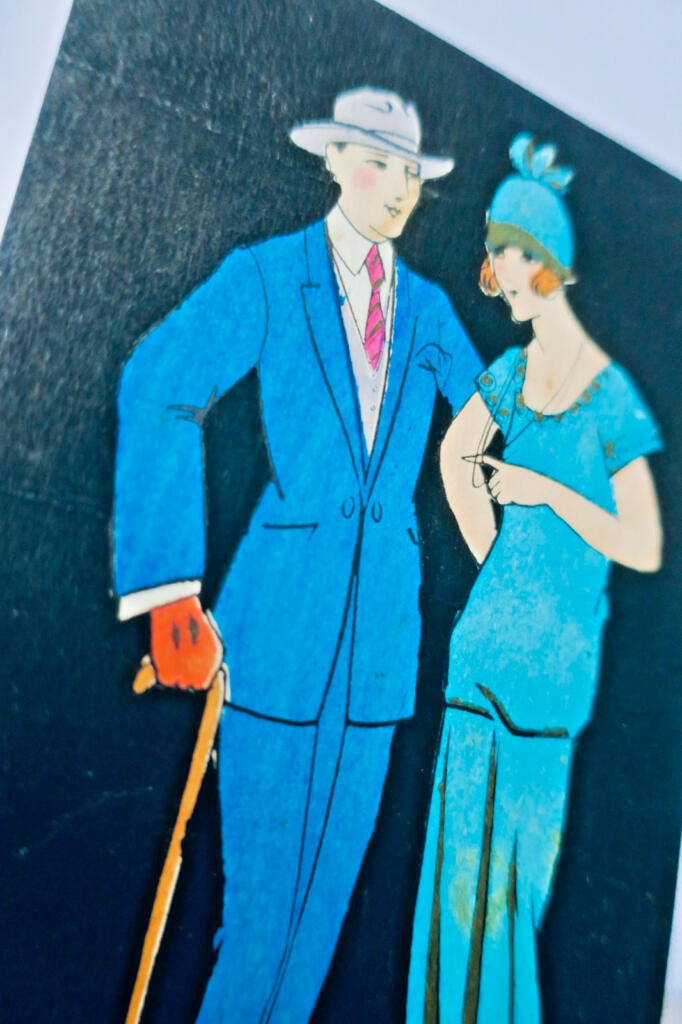 Beautiful stencil card from the Roaring Twenties