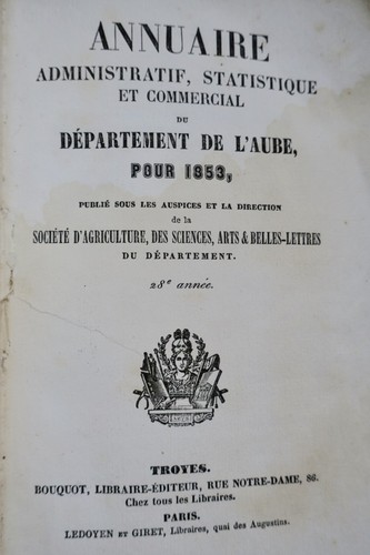 Verwaltungs- und Handelshandbuch des Départements Aube 1853