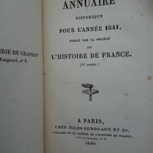 ANNUAIRE historique pour l'année 1841