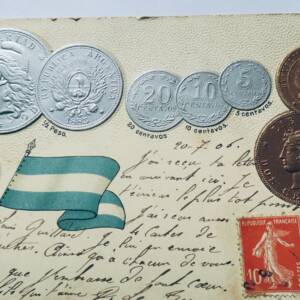 Argentine monnaie et pavillon national Gaufré/ relief PESO