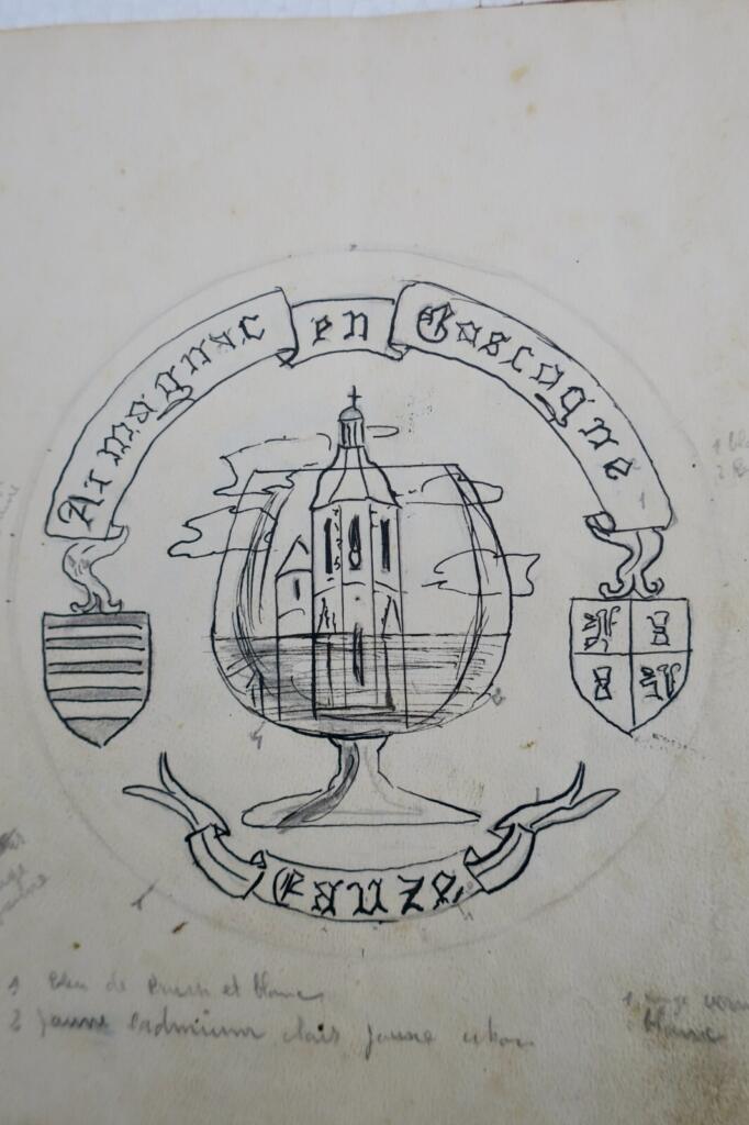 Armagnac étiquette dessin cahiers croquis