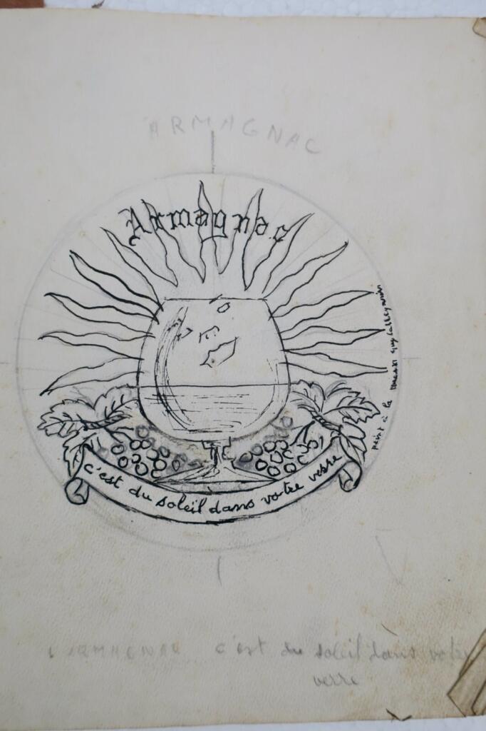 Armagnac étiquette dessin cahiers croquis