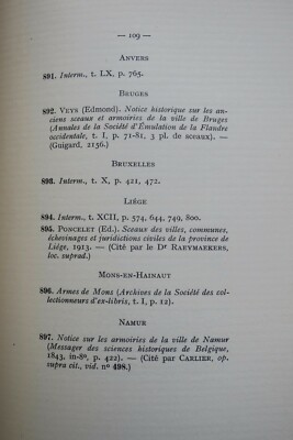 Armoirie BIBLIOGRAPHIE DES TRAVAUX RELATIFS AUX ARMOIRIES PROVINCES ET VILLES - La Librairie Antique