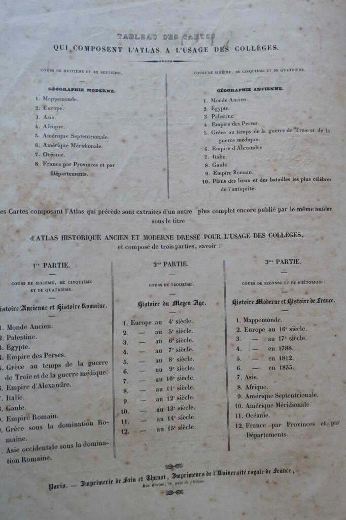 Atlas Historique ..cartes anciennes pour l’usage des collèges 1843