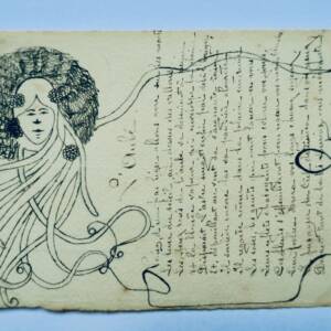 Aube poème carte-postale dessinée à la plume