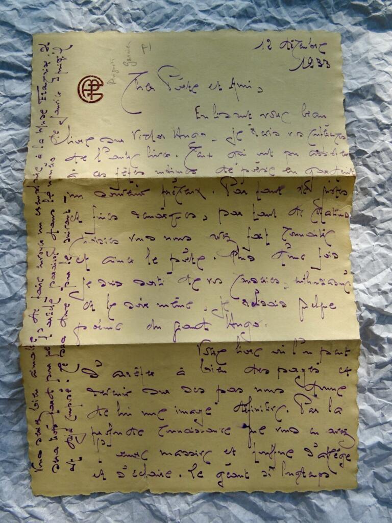Eigenhandig unterzeichneter Brief von Auguste Garnier