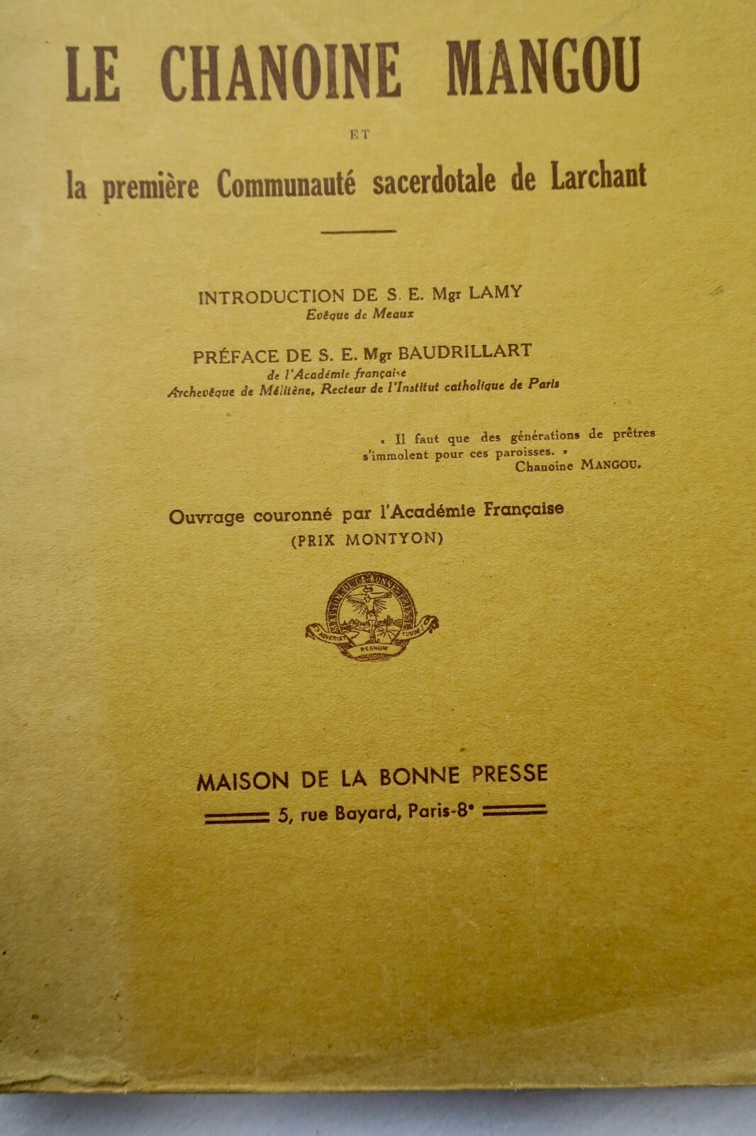 Heroic Times of Rural Apostolate<span class="lla-card-orig-wrap"><span class="lla-card-orig">❦ Aux temps héroïques de l’apostolat des campagnes. Le Chanoine Mangou 1934</span></span> - La Librairie Antique