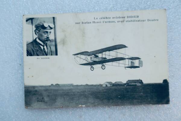 Aviateur DIDIER sur biplan Henri Farman