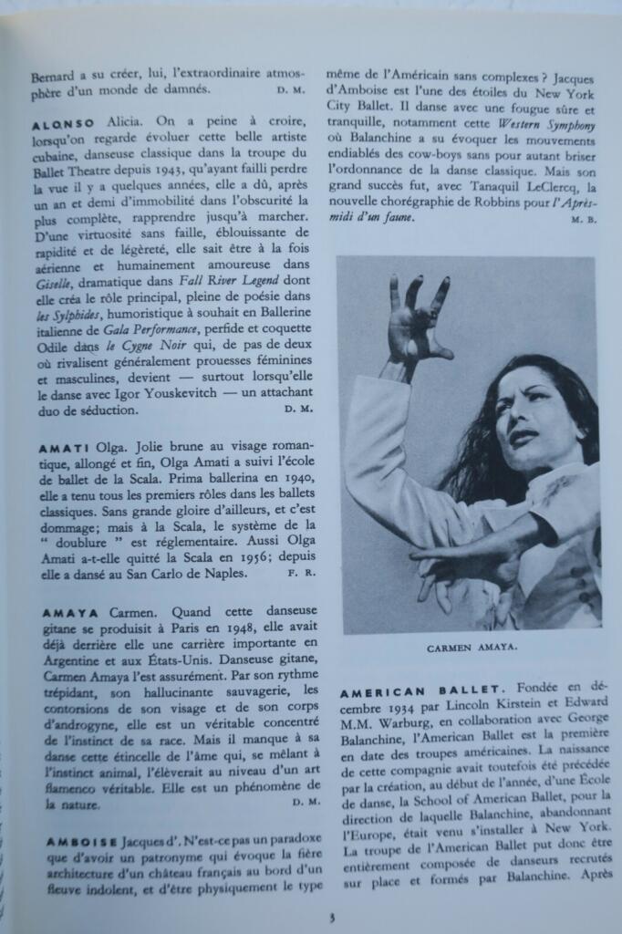Ballet Dictionnaire du Ballet Moderne. 1957