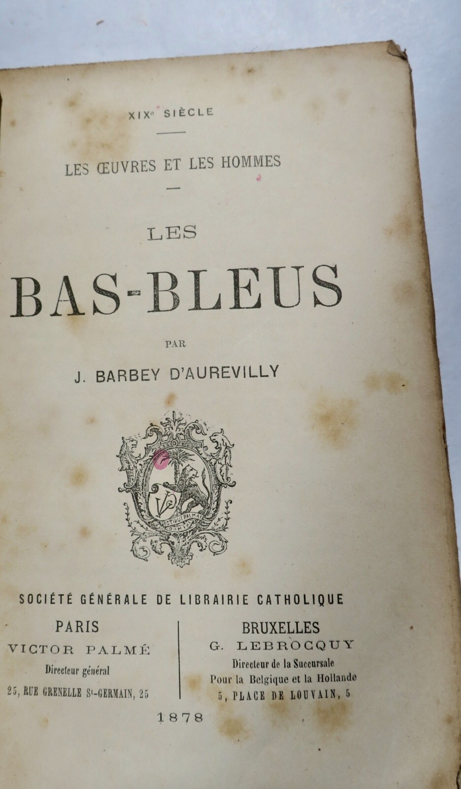 Erforschung der blauen Strümpfe<span class="lla-card-orig-wrap"><span class="lla-card-orig">❦ BARBEY D’AUREVILLY (Jules) les Bas-Bleus 1878</span></span> - La Librairie Antique