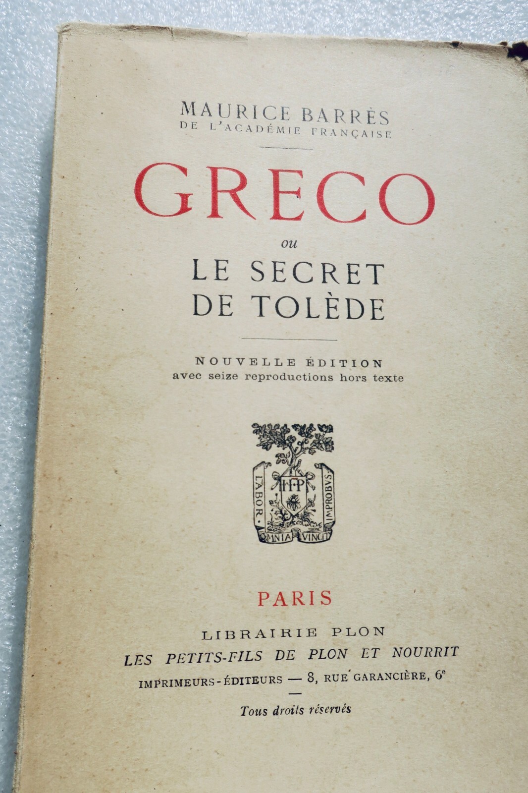 Geheimnis von Toledo enthüllt<span class="lla-card-orig-wrap"><span class="lla-card-orig">❦ BARRES MAURICE GRECO OU LE SECRET DE TOLEDE</span></span> - La Librairie Antique