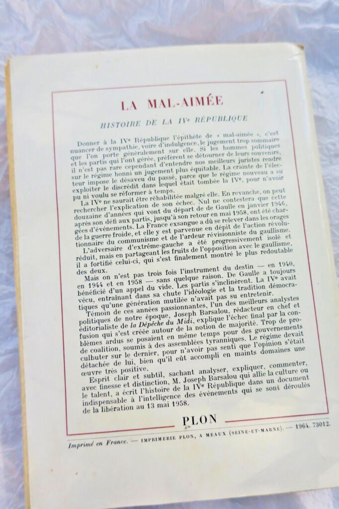 BARSALOU Joseph DIE UNGELEBTE – GESCHICHTE DER IV. REPUBLIK