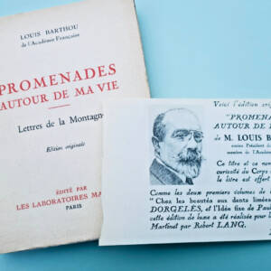 Barthou, Louis Promenades autour de ma vie : lettres de la montagne EO