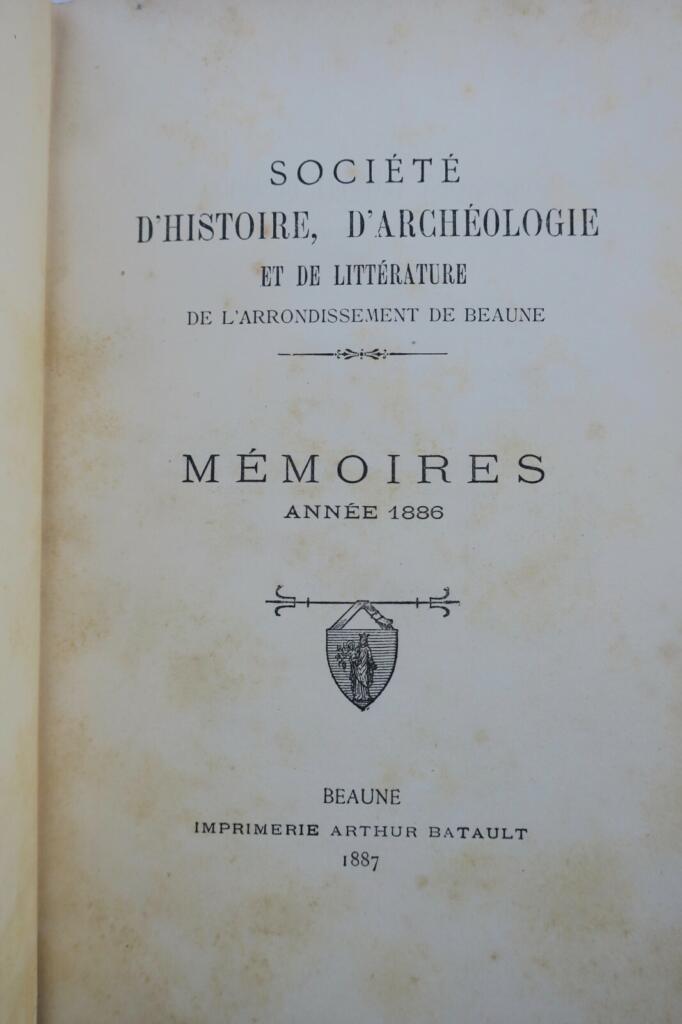 Beaune Société d’Archéologie de Beaune année 1887